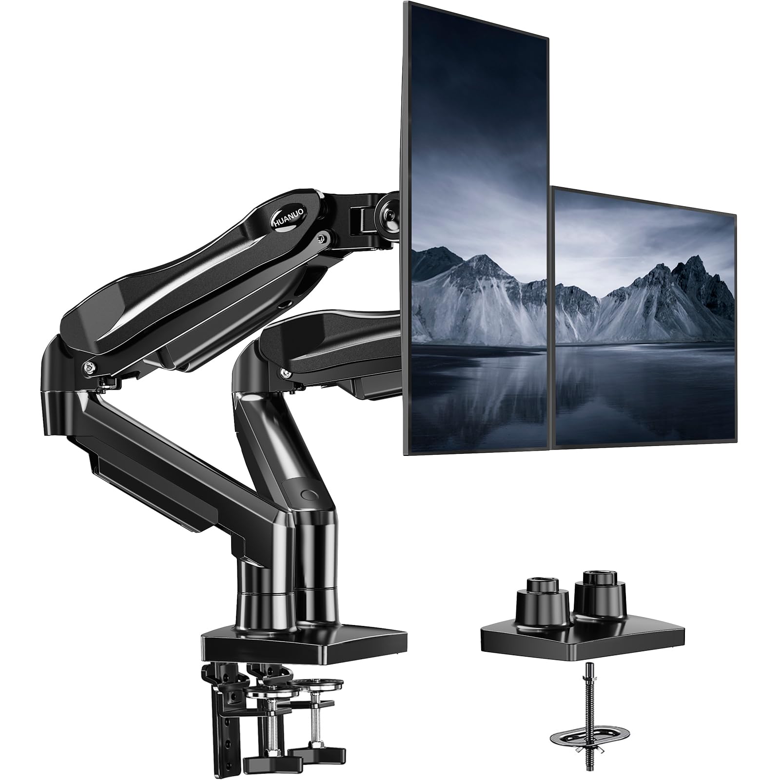Dual Monitor Arm Mount with Adjustable VESA Desk Stand