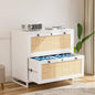 VINGLI Rattan 2 Drawer Lateral File Cabinet with Lock