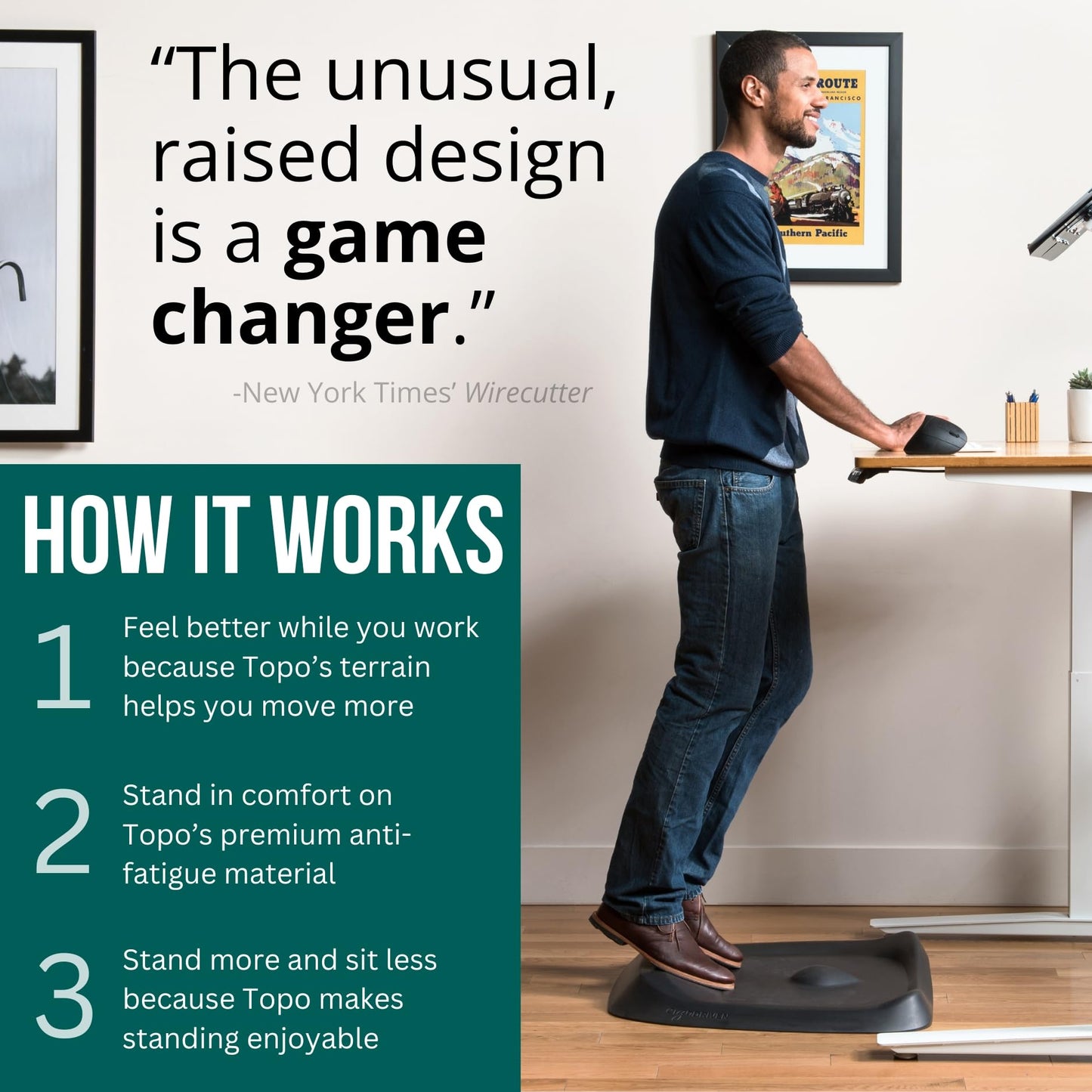 Ergonomic Standing Desk Mat with Terrain Design for Comfort
