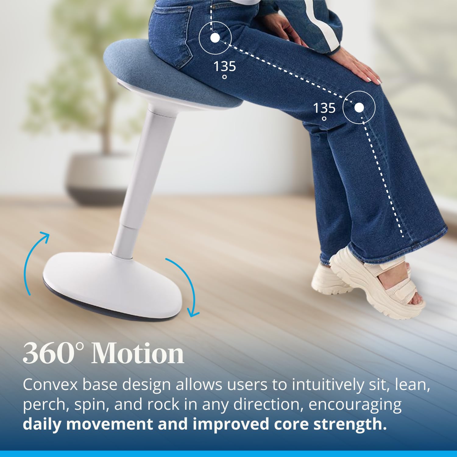 Active Ergonomic Stool with Adjustable Height & 360° Motion