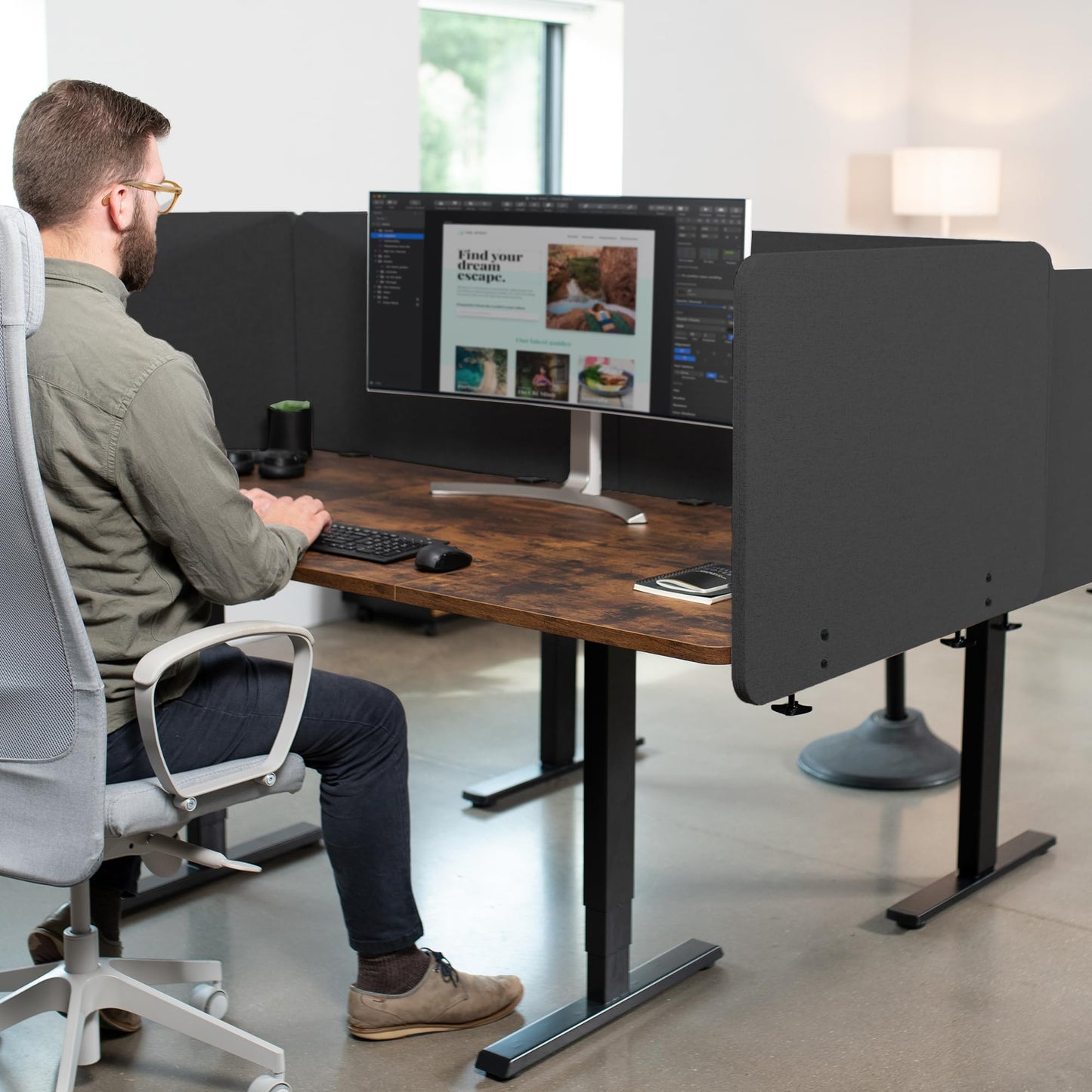 VIVO Freestanding Privacy Panel, Cubicle Divider, Acoustic Wall Partition
