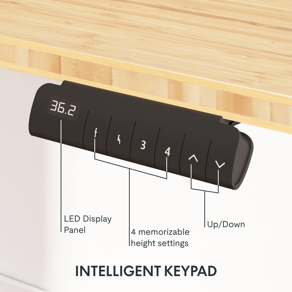 Electric Standing Desk with Dual Motor & Bamboo Top Design