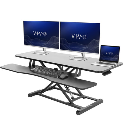 Height Adjustable Desk Converter with Dual Monitor Workstation