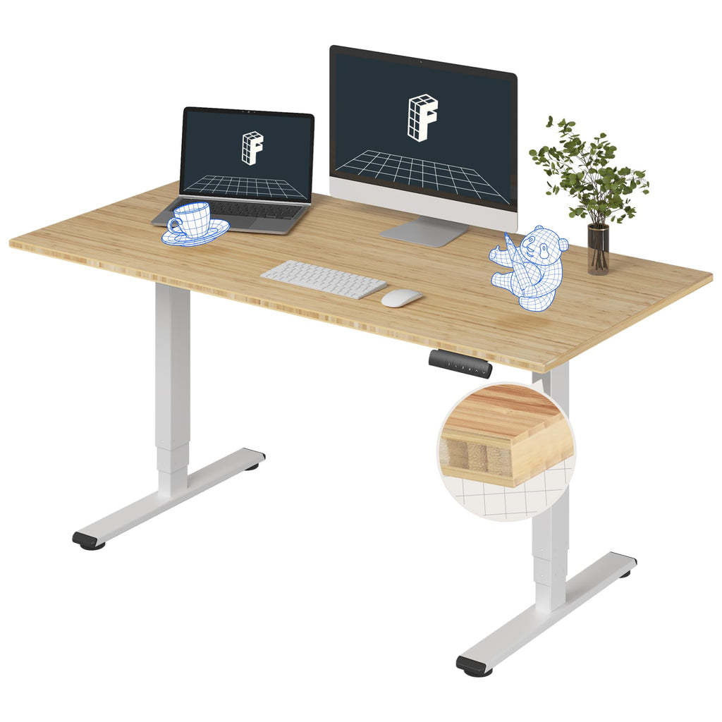 Electric Standing Desk with Dual Motor & Bamboo Top Design