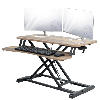 Height Adjustable Desk Converter with Dual Monitor Workstation