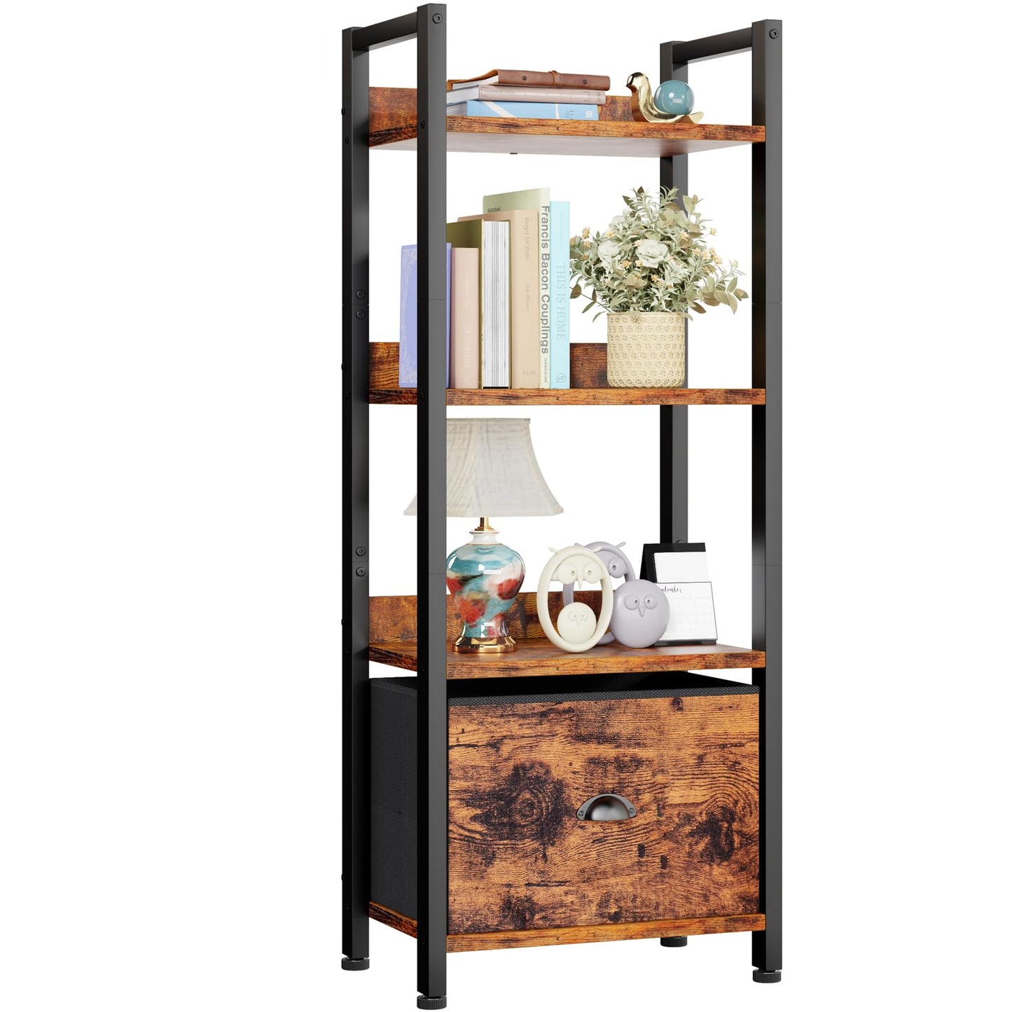 Furologee Tall Bookshelf with Drawers