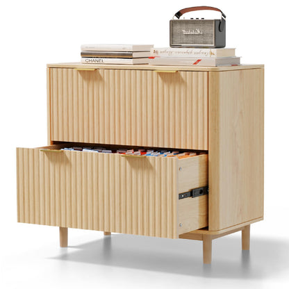 Modern Fluted File Cabinet with Lateral Storage Design