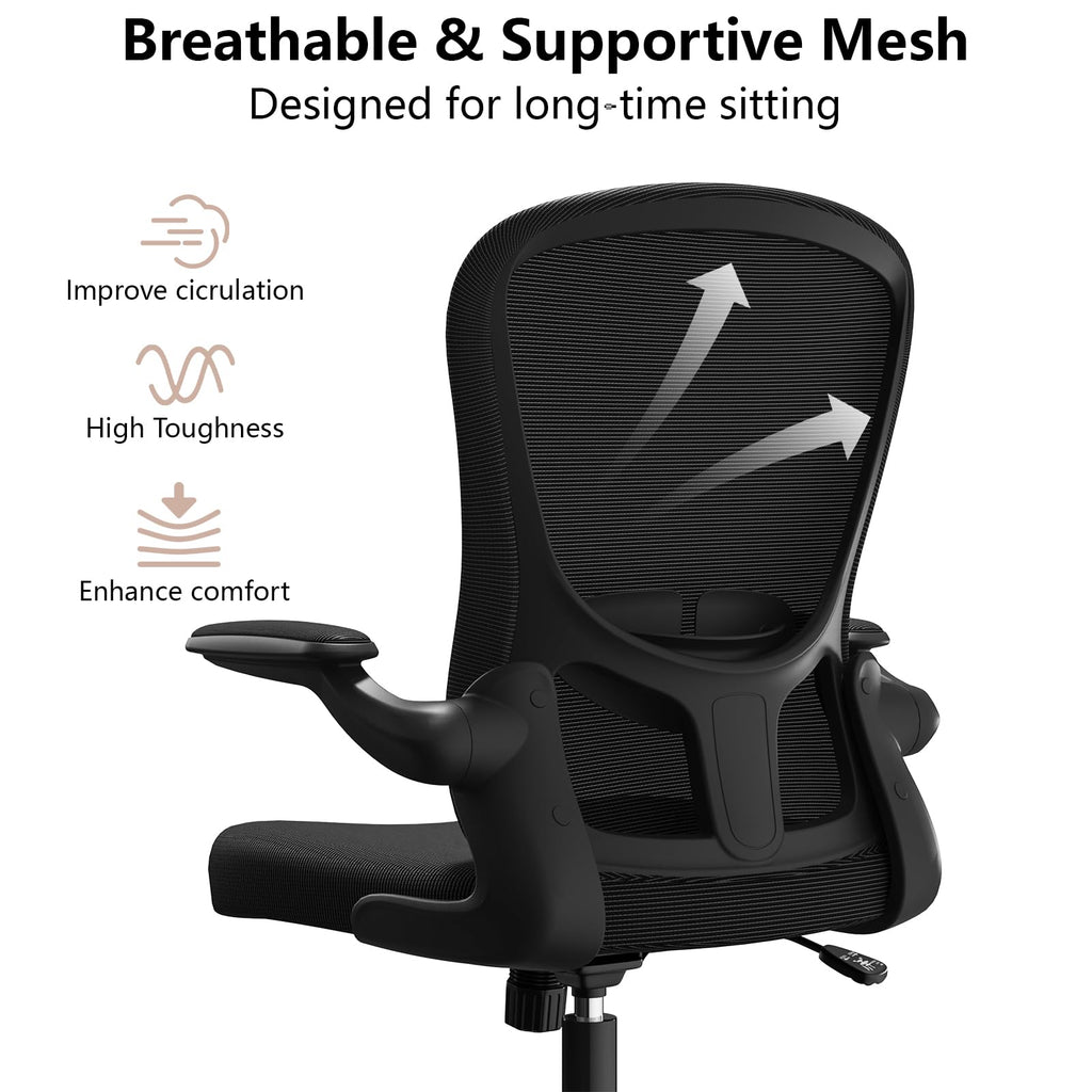Ergonomic Mesh Office Chair with Lumbar Support & Flip-up Arms