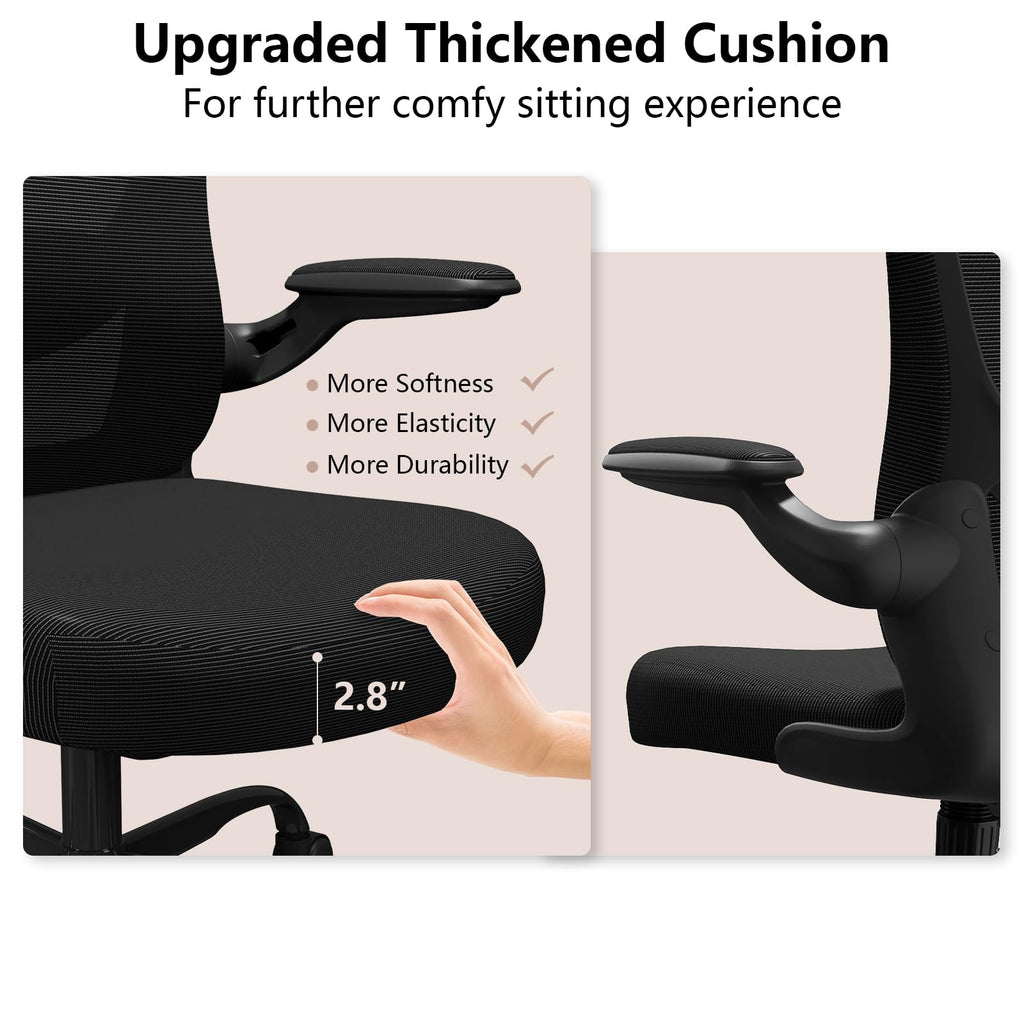 Ergonomic Mesh Office Chair with Lumbar Support & Flip-up Arms