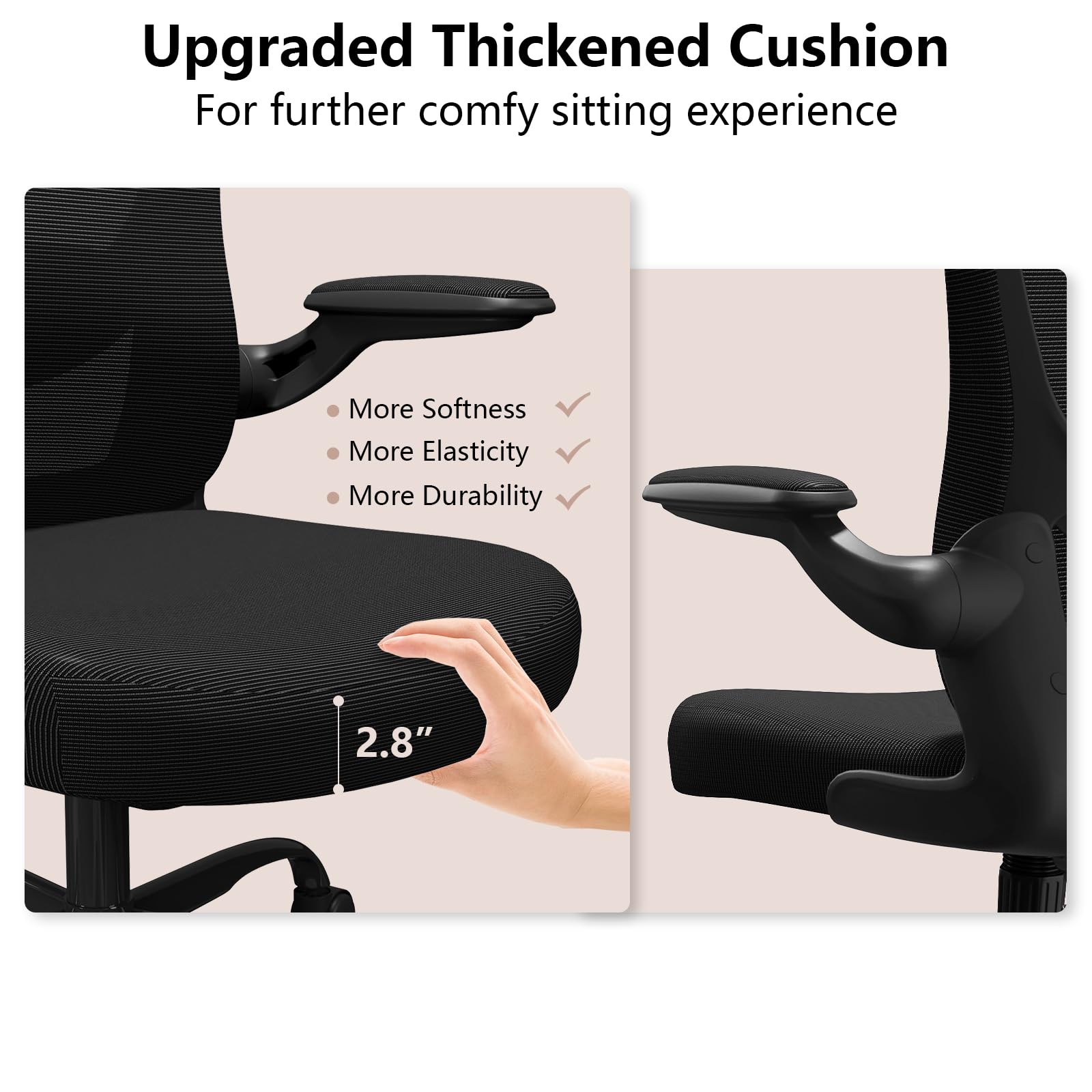 Ergonomic Mesh Office Chair with Lumbar Support & Flip-up Arms