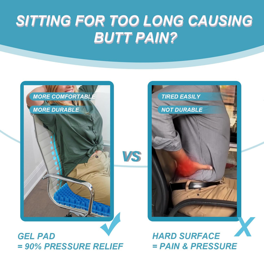 Large Gel Seat Cushion with Pressure Relief Support for Office Chairs