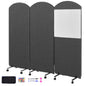 3-Panel Portable Office Partition,Mobile Acoustic Wall Divider with Wheels