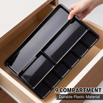 Desk Drawer Organizer Tray with 9 Storage Compartments for Office Supplies