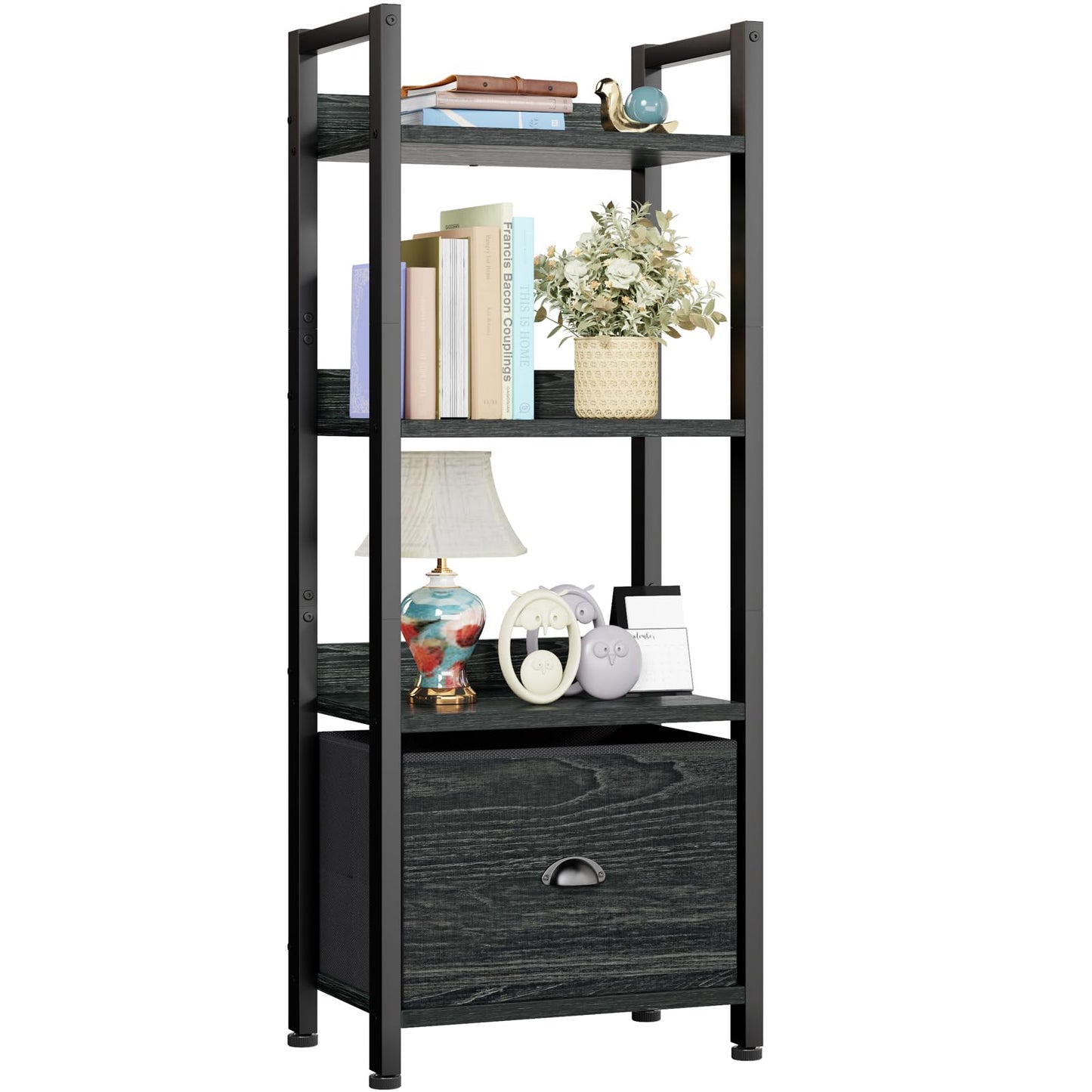 Furologee Tall Bookshelf with Drawers