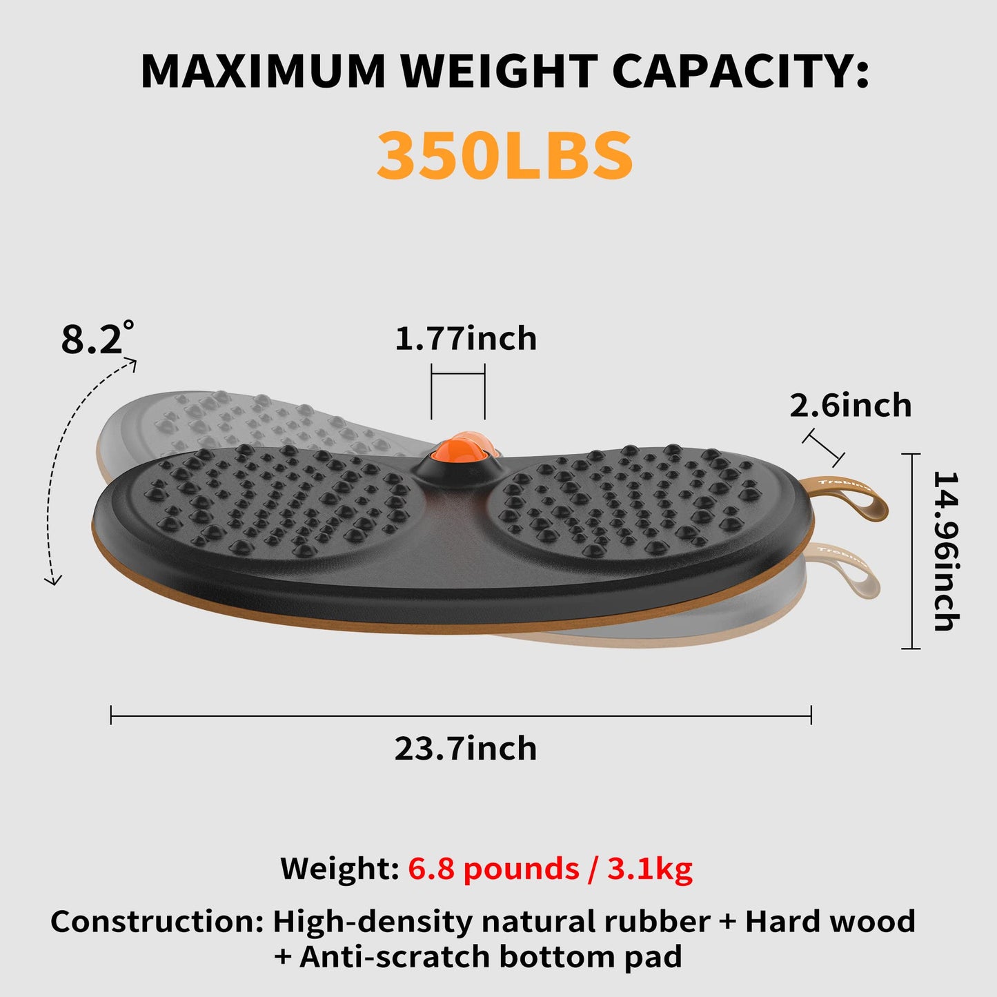 Standing Desk Balance Board with Rollerball Motion & Comfort Mat Design