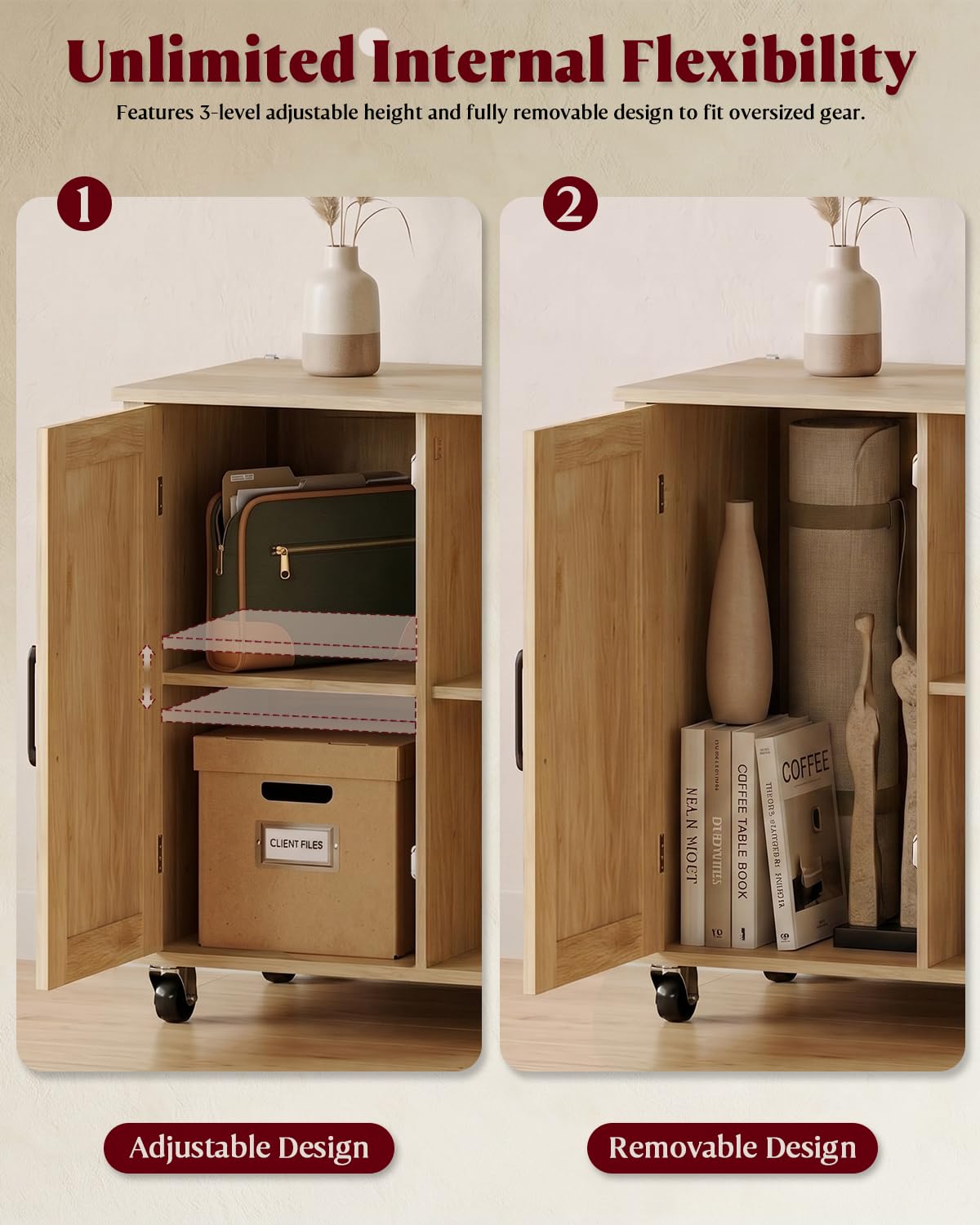 Drawer File Cabinet with Lock, Small Rattan Filing Cabinets with Wheels