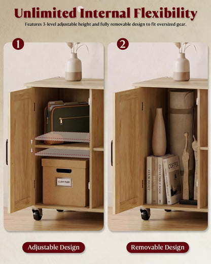 Drawer File Cabinet with Lock, Small Rattan Filing Cabinets with Wheels