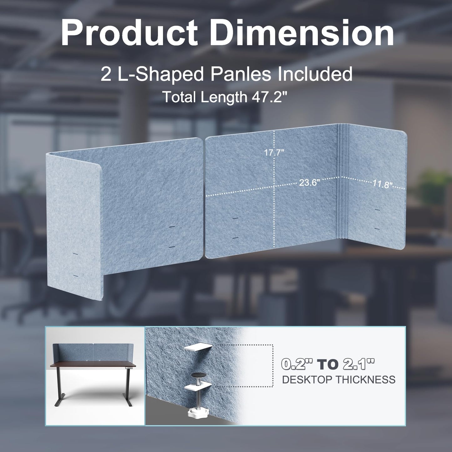 L-Shaped Desk Privacy Panel with Acoustic Divider Design