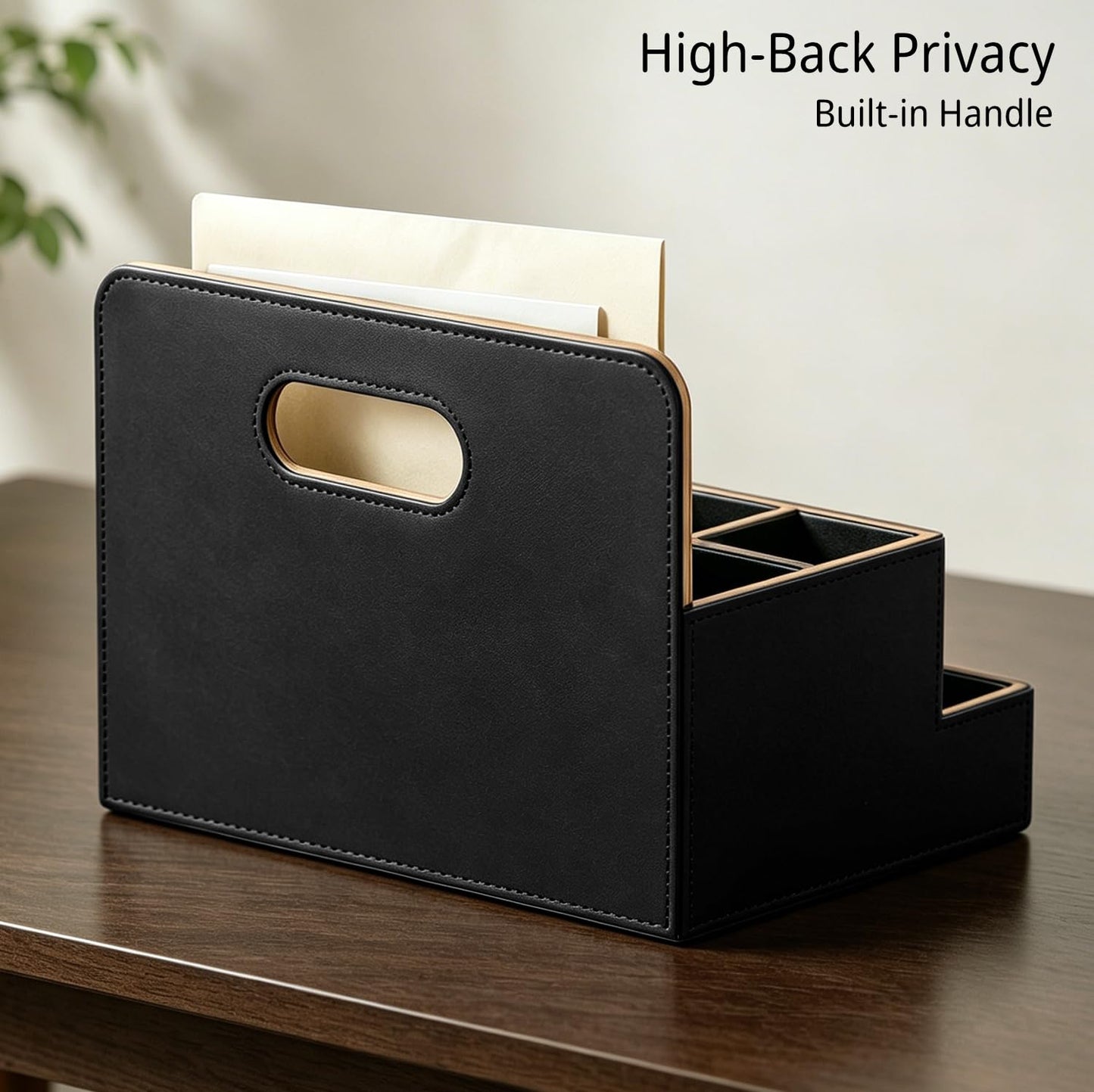 Mesh Desk Organizer with Wooden Storage Design for Office Supplies