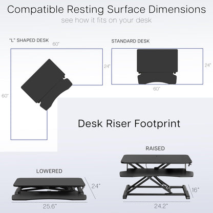Height Adjustable Desk Converter with Dual Monitor Workstation