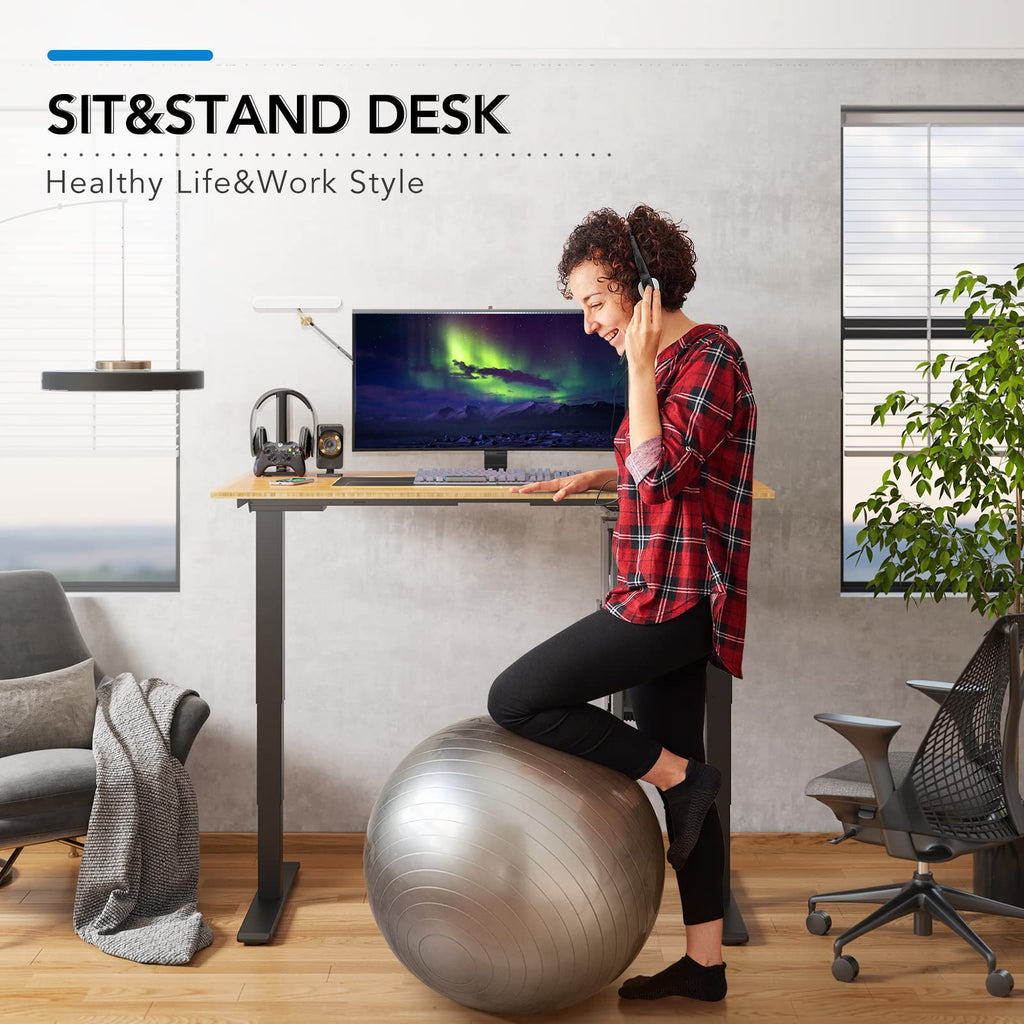 Electric Standing Desk with Dual Motor & Bamboo Top Design