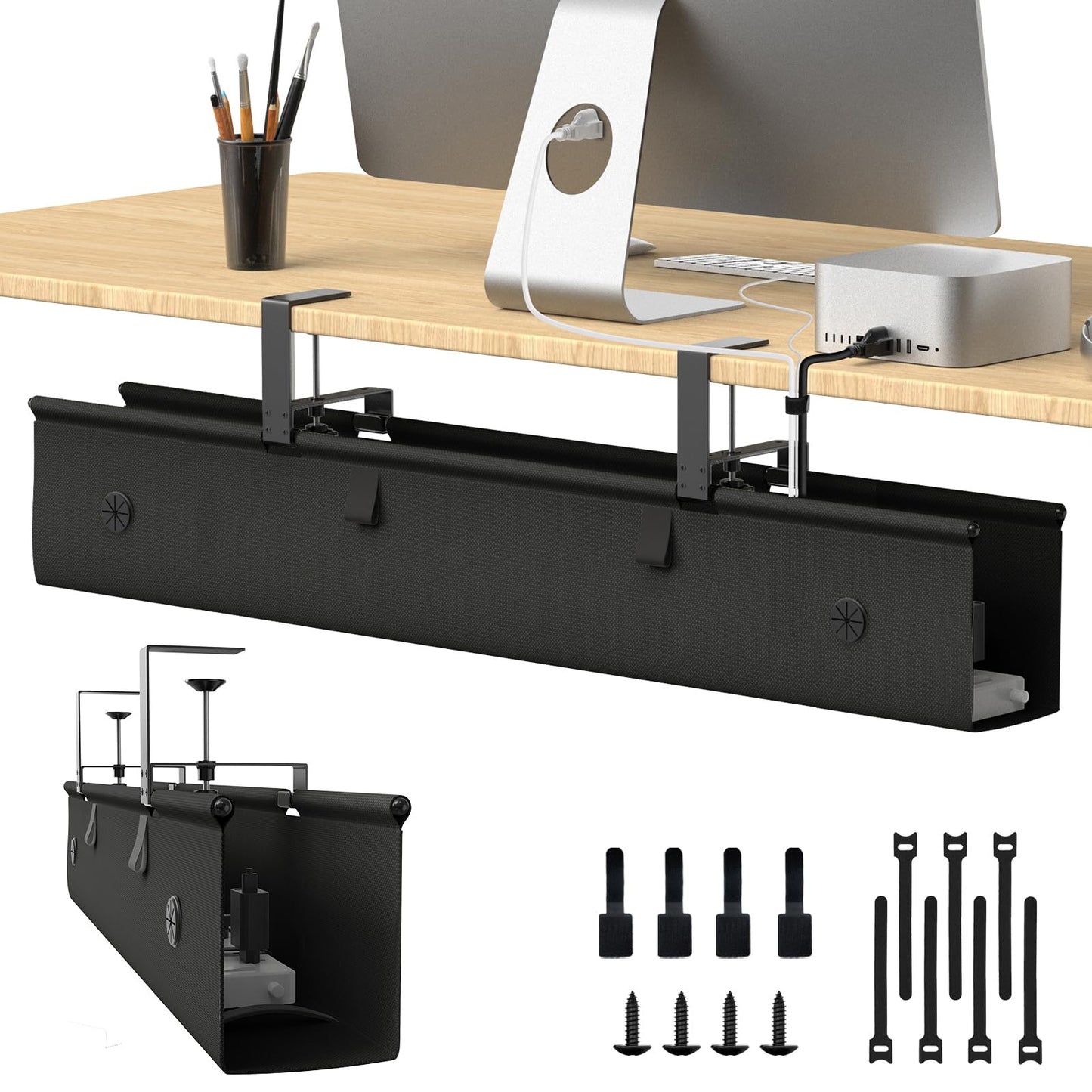 Under Desk Cable Management Tray with No-Drill Wire Organizer