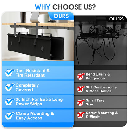 Under Desk Cable Management Tray with No-Drill Wire Organizer