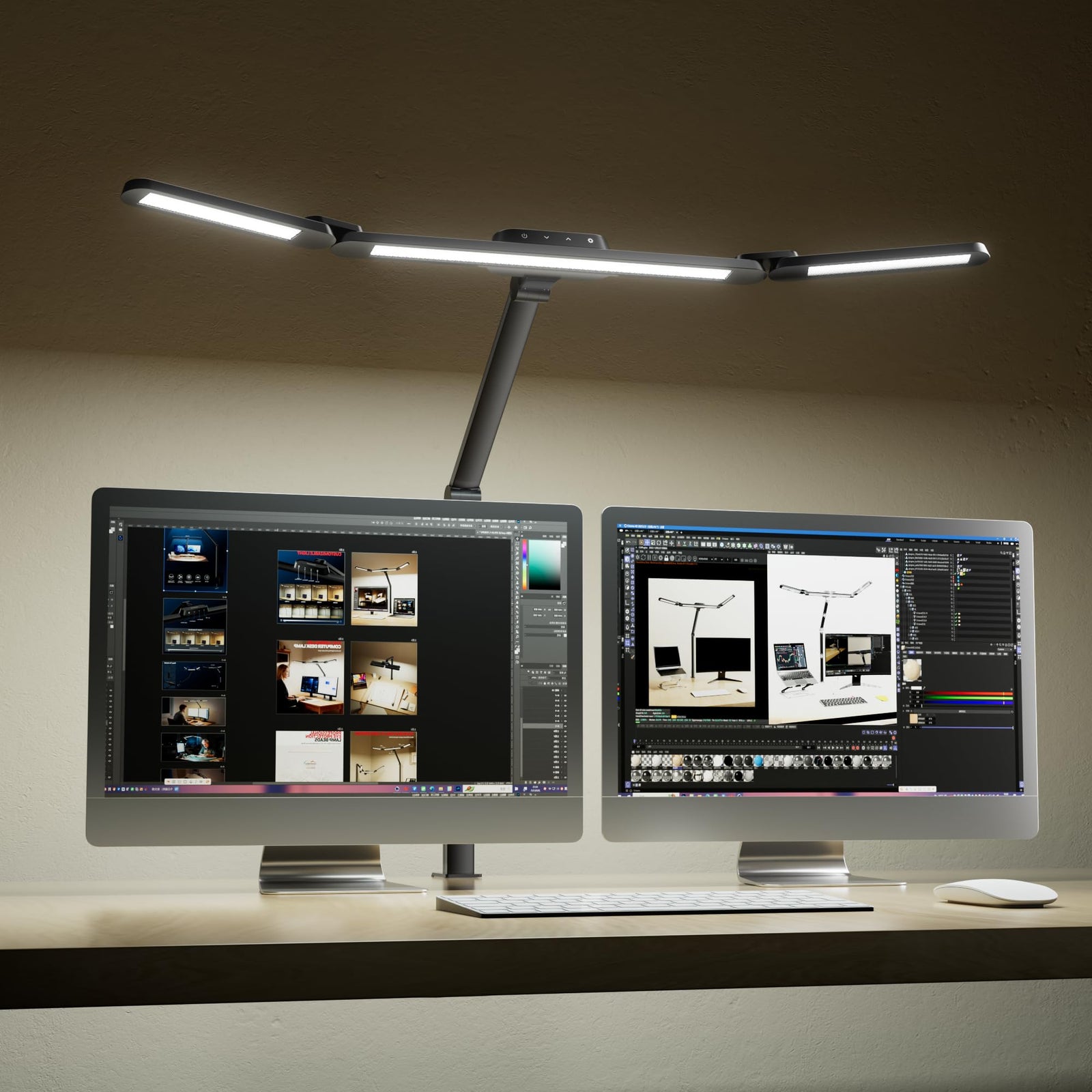 Wide LED Desk Lamp with Clamp Mount & Adjustable Lighting