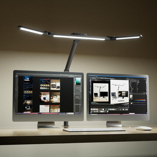 Wide LED Desk Lamp with Clamp Mount & Adjustable Lighting