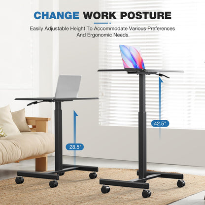 DUMOS Mobile Rolling Desk with Wheels Adjustable Height