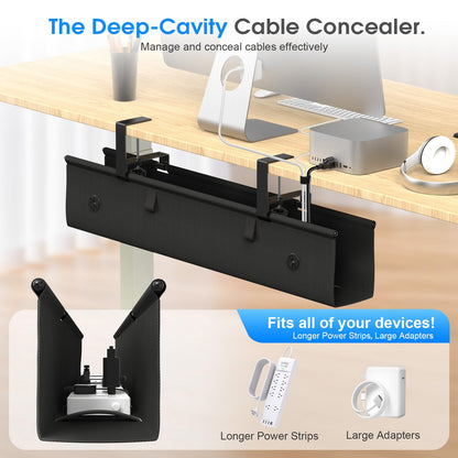 Under Desk Cable Management Tray with No-Drill Wire Organizer