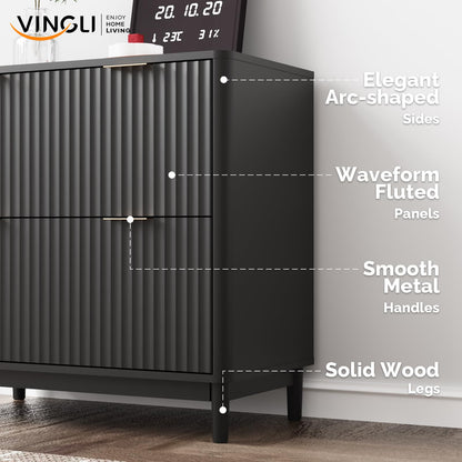 Modern Fluted File Cabinet with Lateral Storage Design
