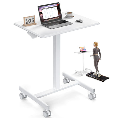 DUMOS Mobile Rolling Desk with Wheels Adjustable Height