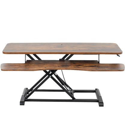 Height Adjustable Desk Converter with Dual Monitor Workstation