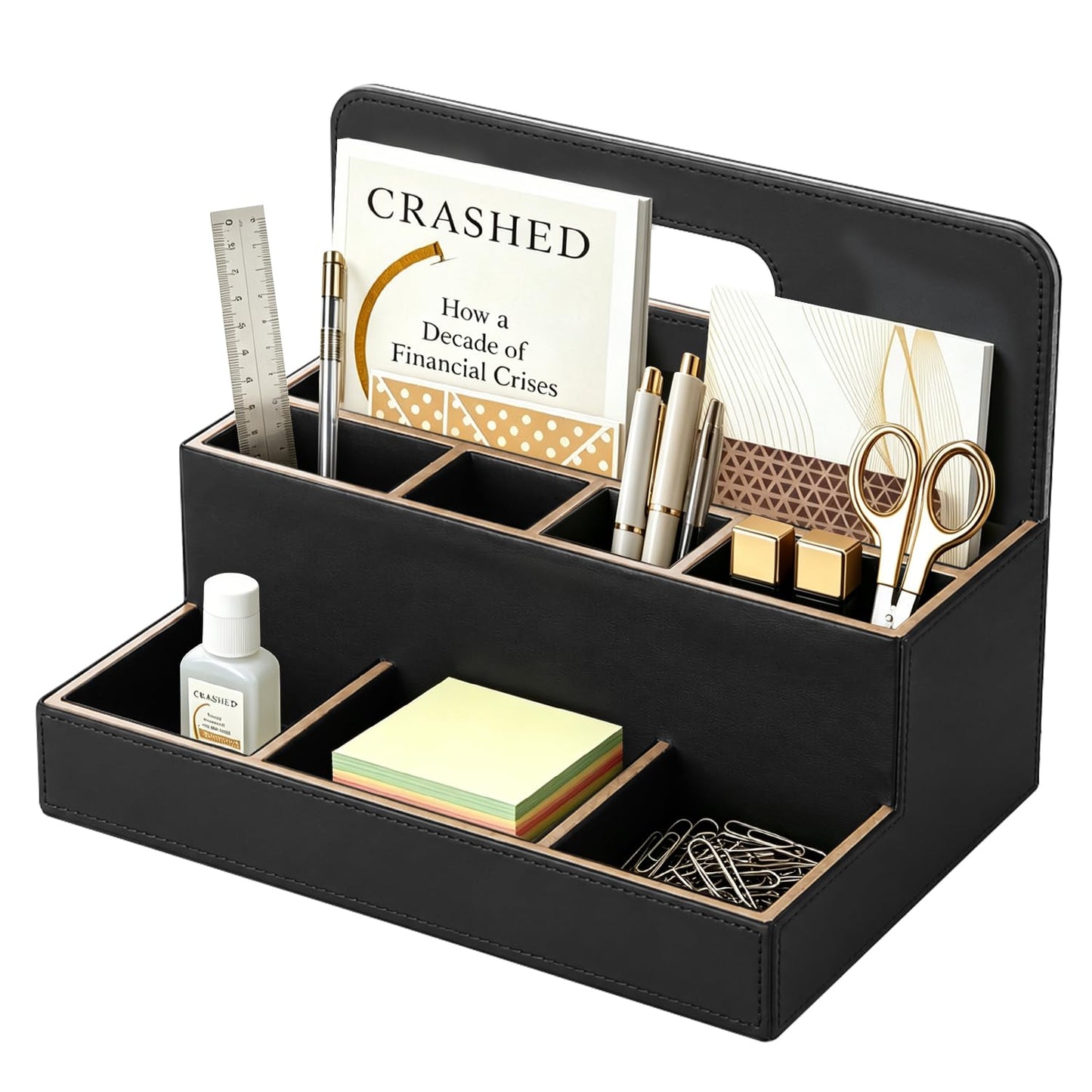 Mesh Desk Organizer with Wooden Storage Design for Office Supplies