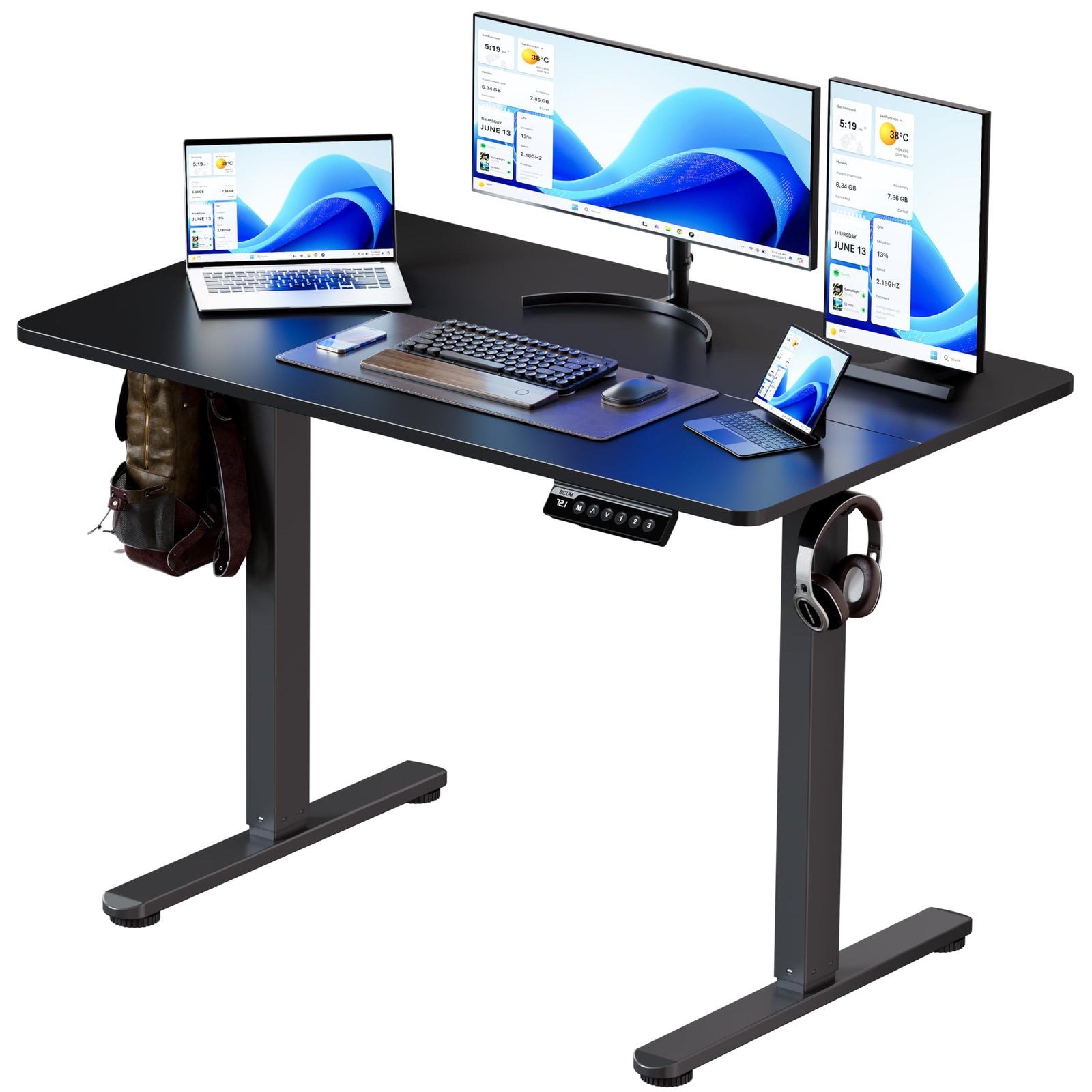 BIZUM Electric Standing Desk Computer Desk-Gaming Desk White Home Office Desks