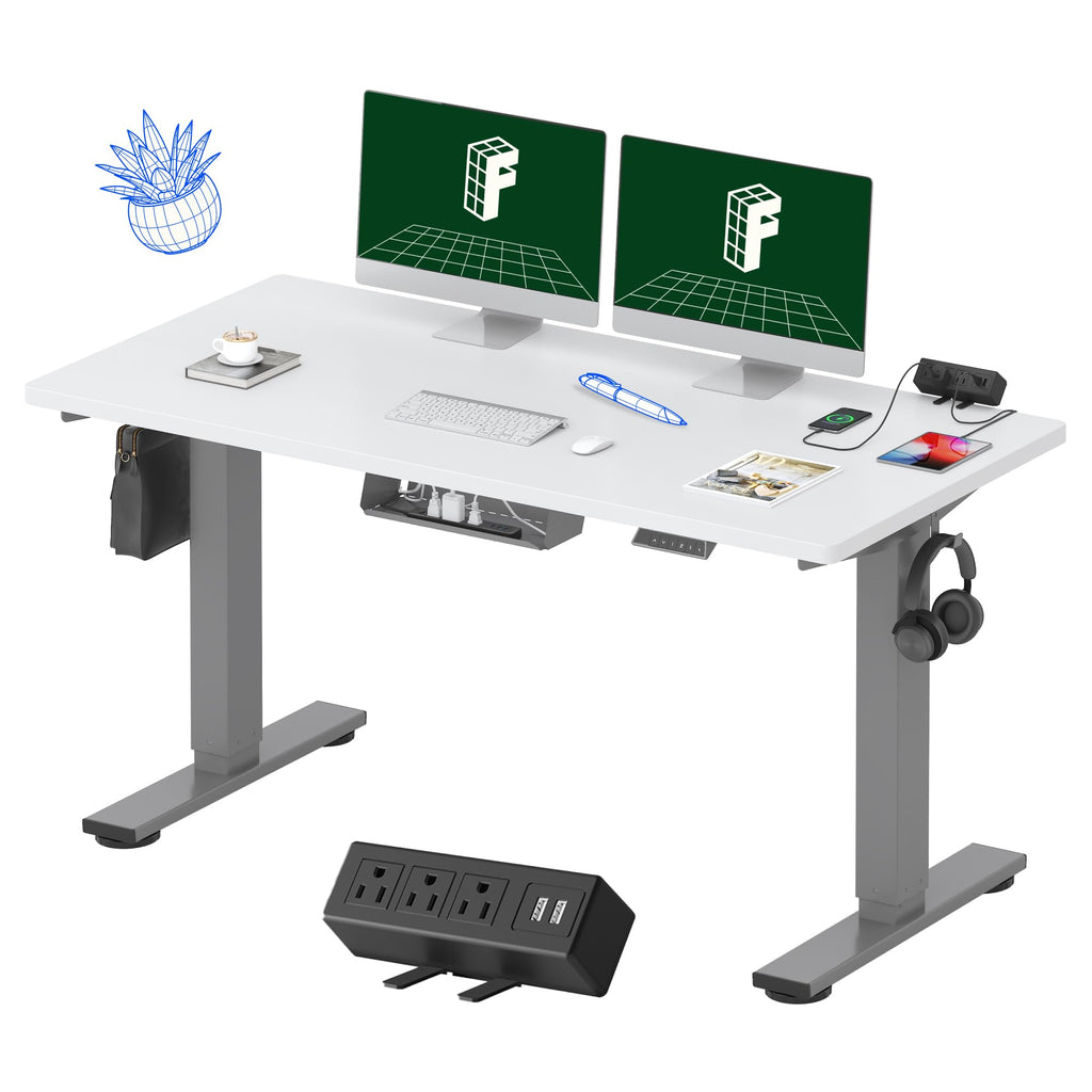 Height Adjustable Standing Desk with Cable Management & Power Hub