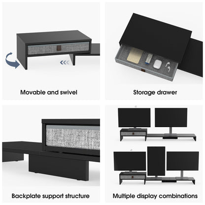 Fenge Triple Monitor Stand with Srorage Drawer, Adjustable Length and Angle