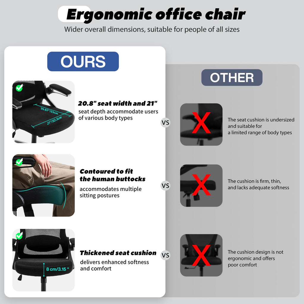 Ergonomic Office Chair with Lumbar Support & Breathable Mesh