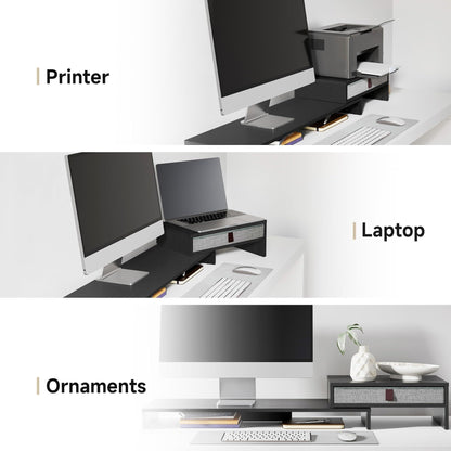 Fenge Triple Monitor Stand with Srorage Drawer, Adjustable Length and Angle