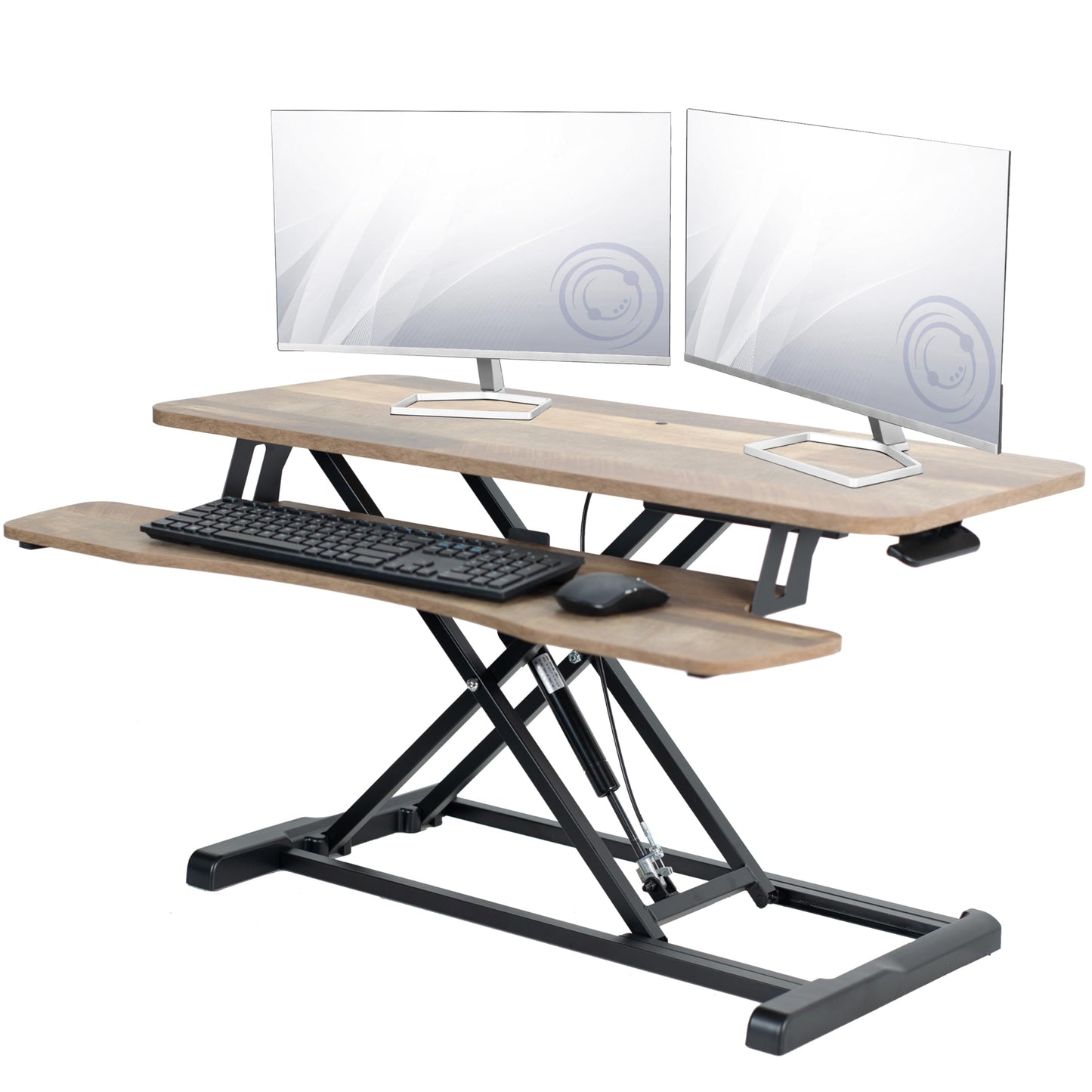 Height Adjustable Desk Converter with Dual Monitor Workstation