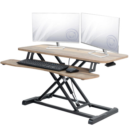 Height Adjustable Desk Converter with Dual Monitor Workstation