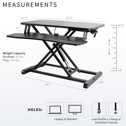 Height Adjustable Desk Converter with Dual Monitor Workstation