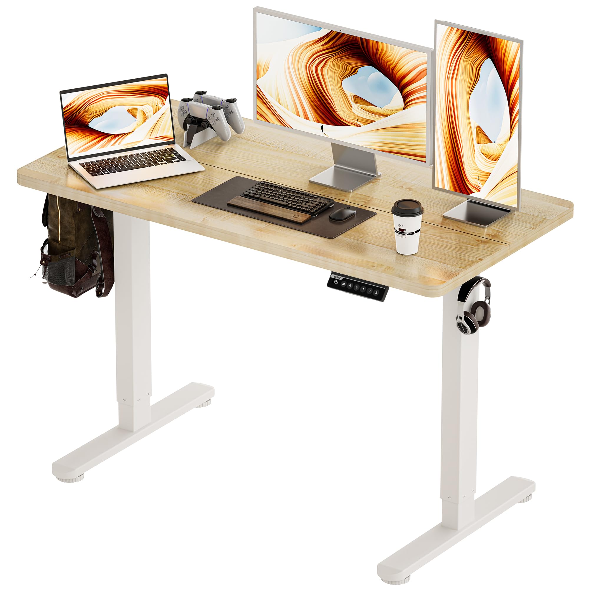 BIZUM Electric Standing Desk Computer Desk-Gaming Desk White Home Office Desks