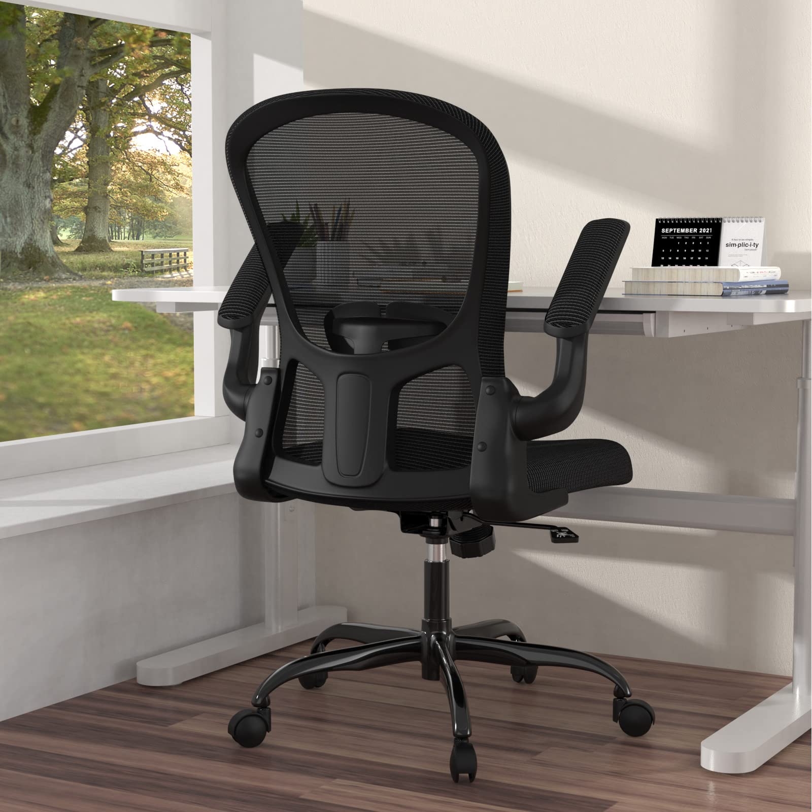 Ergonomic Mesh Office Chair with Lumbar Support & Flip-up Arms