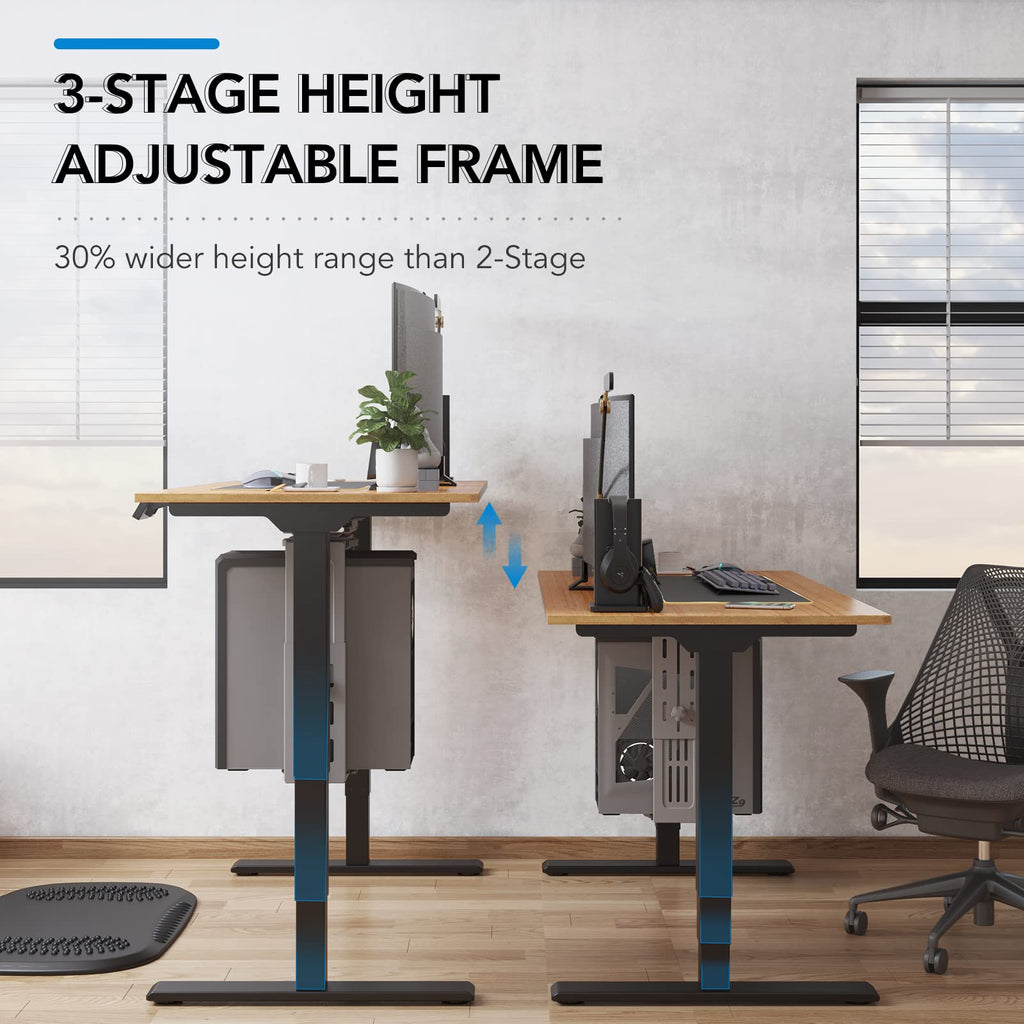Electric Standing Desk with Dual Motor & Bamboo Top Design