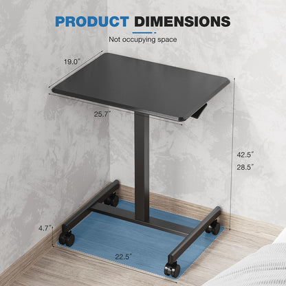 DUMOS Mobile Rolling Desk with Wheels Adjustable Height