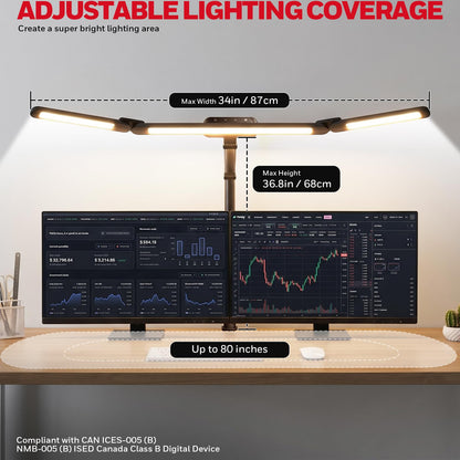 Wide LED Desk Lamp with Clamp Mount & Adjustable Lighting