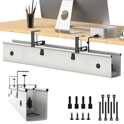 Under Desk Cable Management Tray with No-Drill Wire Organizer