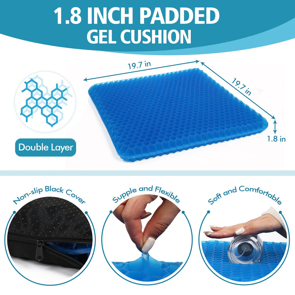 Large Gel Seat Cushion with Pressure Relief Support for Office Chairs